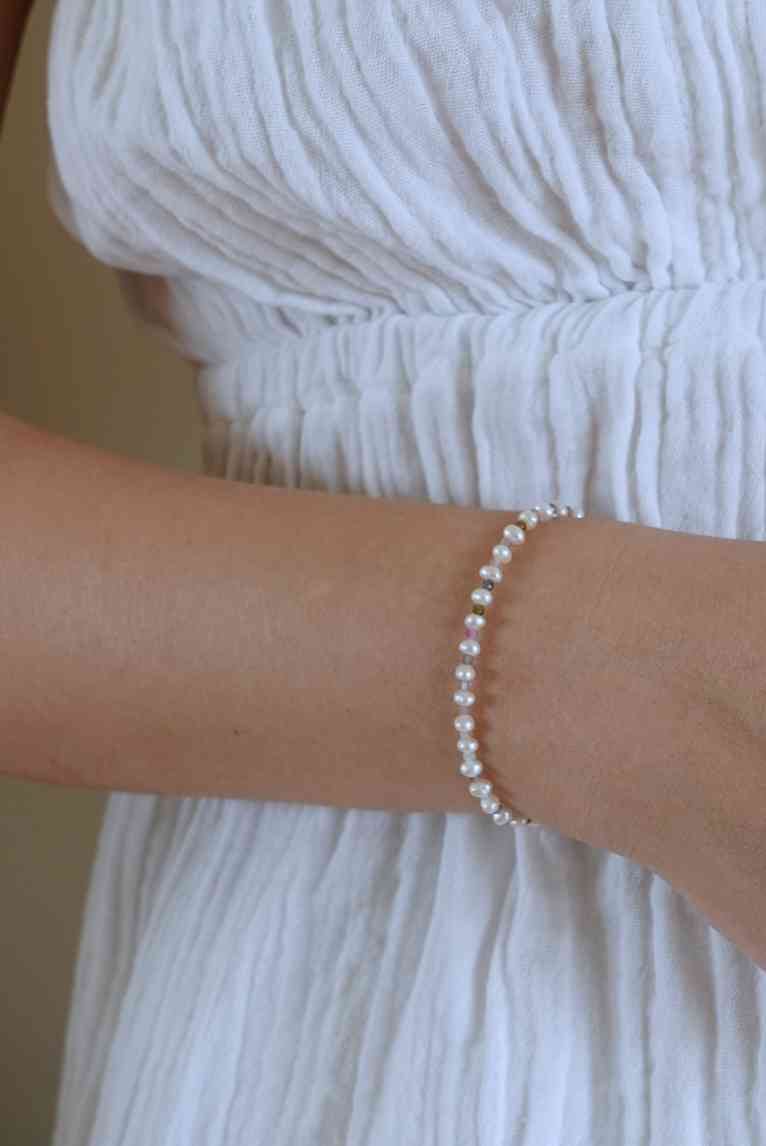 扁珍珠碧璽純銀手鍊 S925