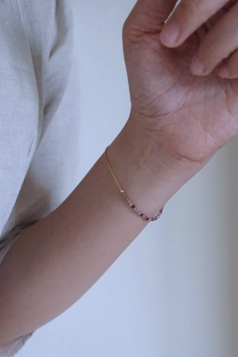 彩色碧璽半半手鍊 14KGF