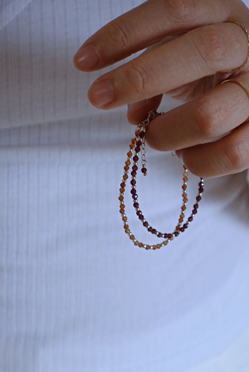 石榴石銀珠手鍊 S925