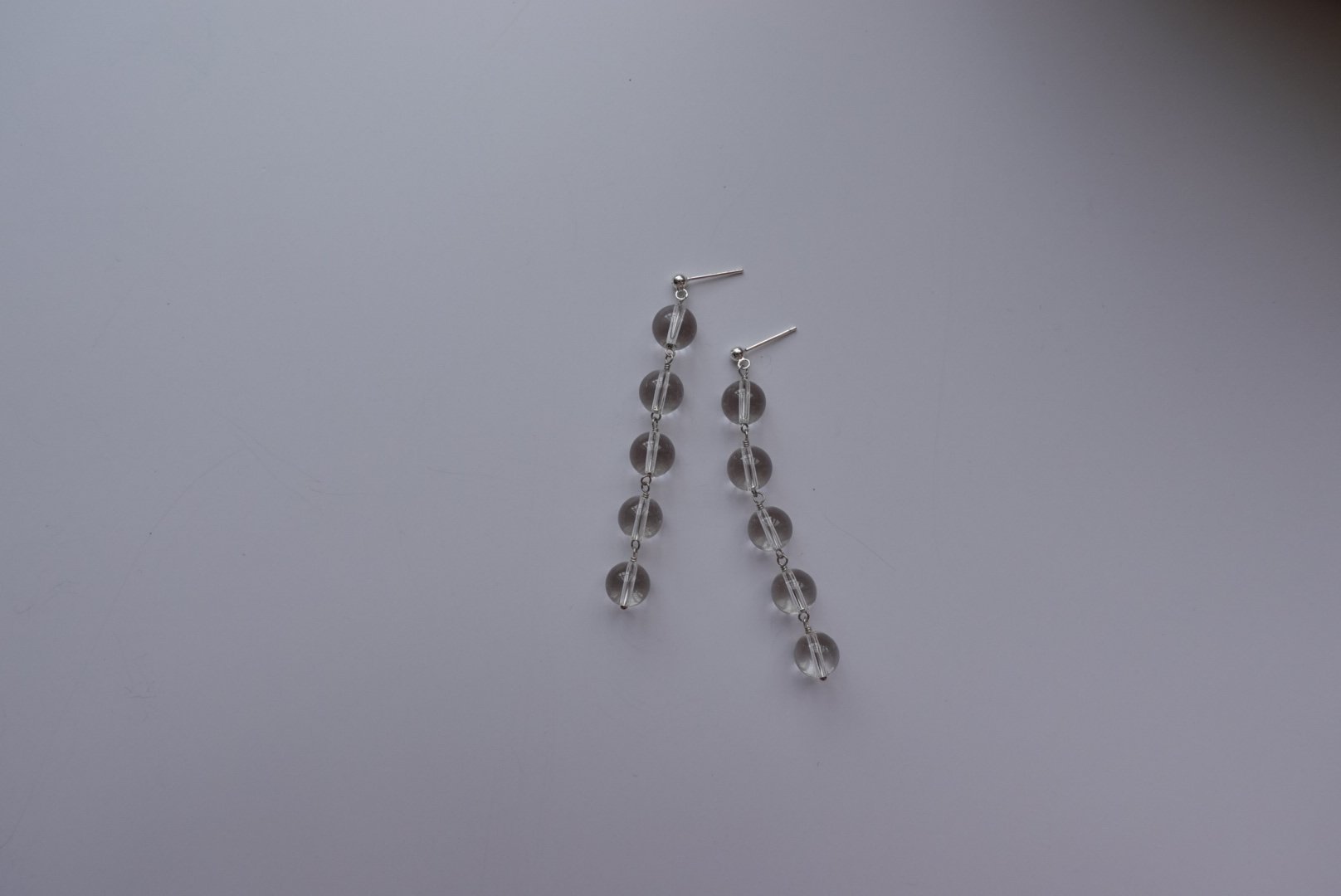 連續垂墜白水晶耳環 S925