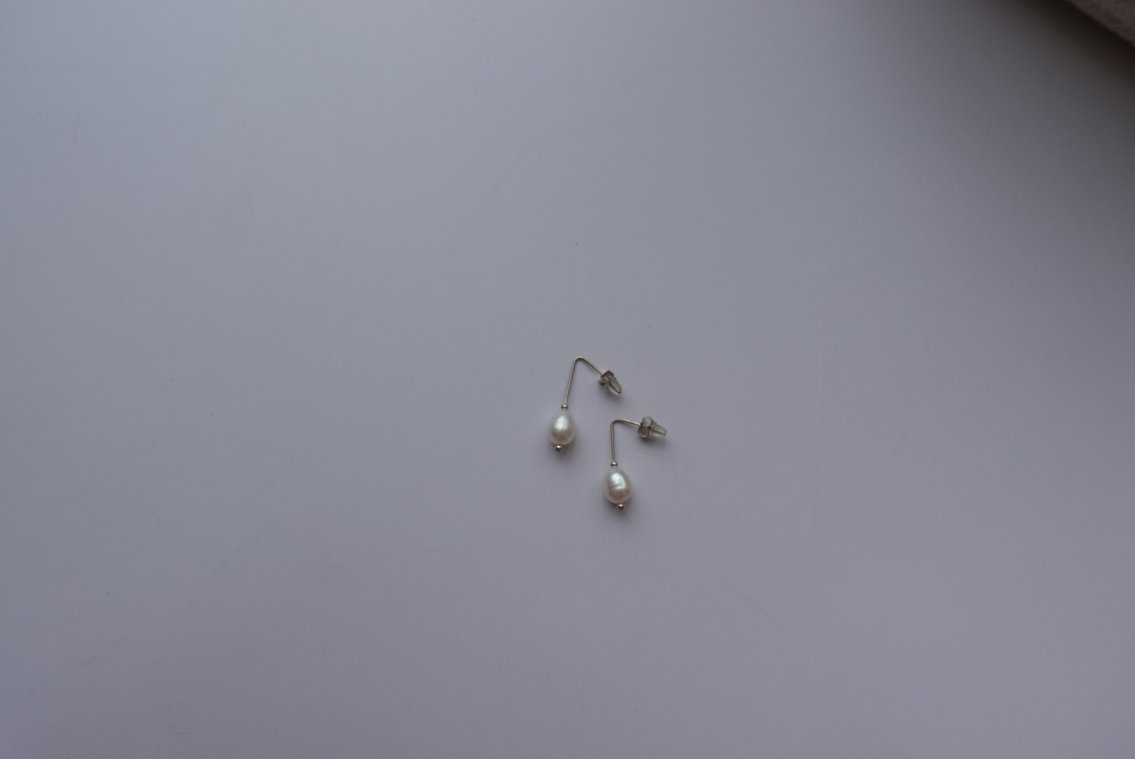 橢圓珍珠銀珠耳環 S925