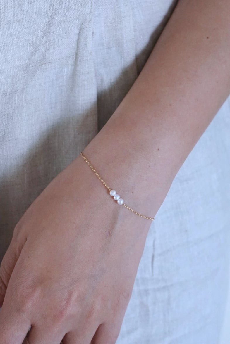 三顆珍珠手鍊 14KGF
