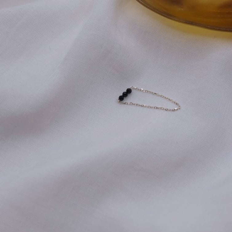 三顆黑尖晶石鏈戒 S925