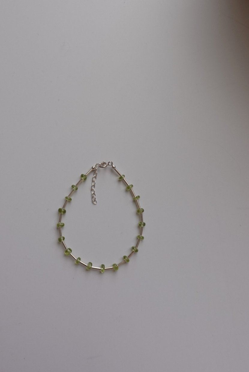 銀管間隔橄欖石手鍊 S925