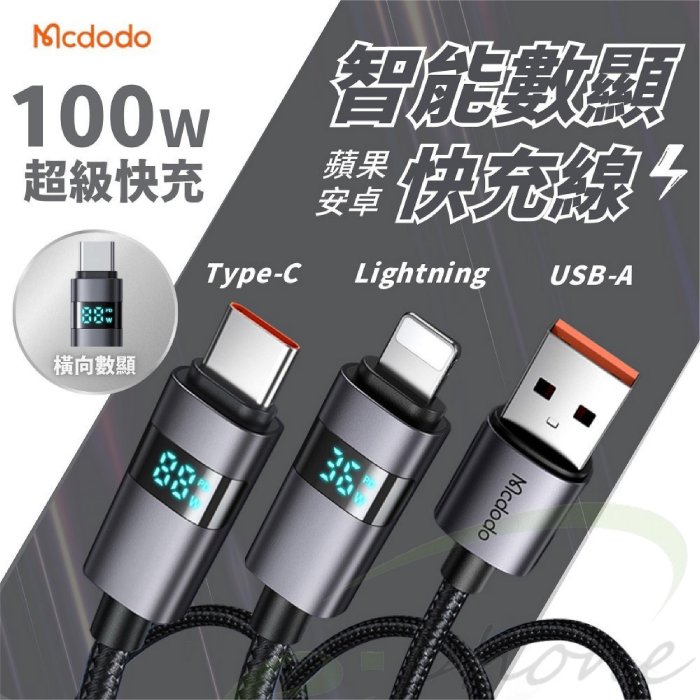橫向數位顯示 PD快充線 100W 雙TypeC Lightning 36W 充電線 編織線 閃充線 蘋果 安卓