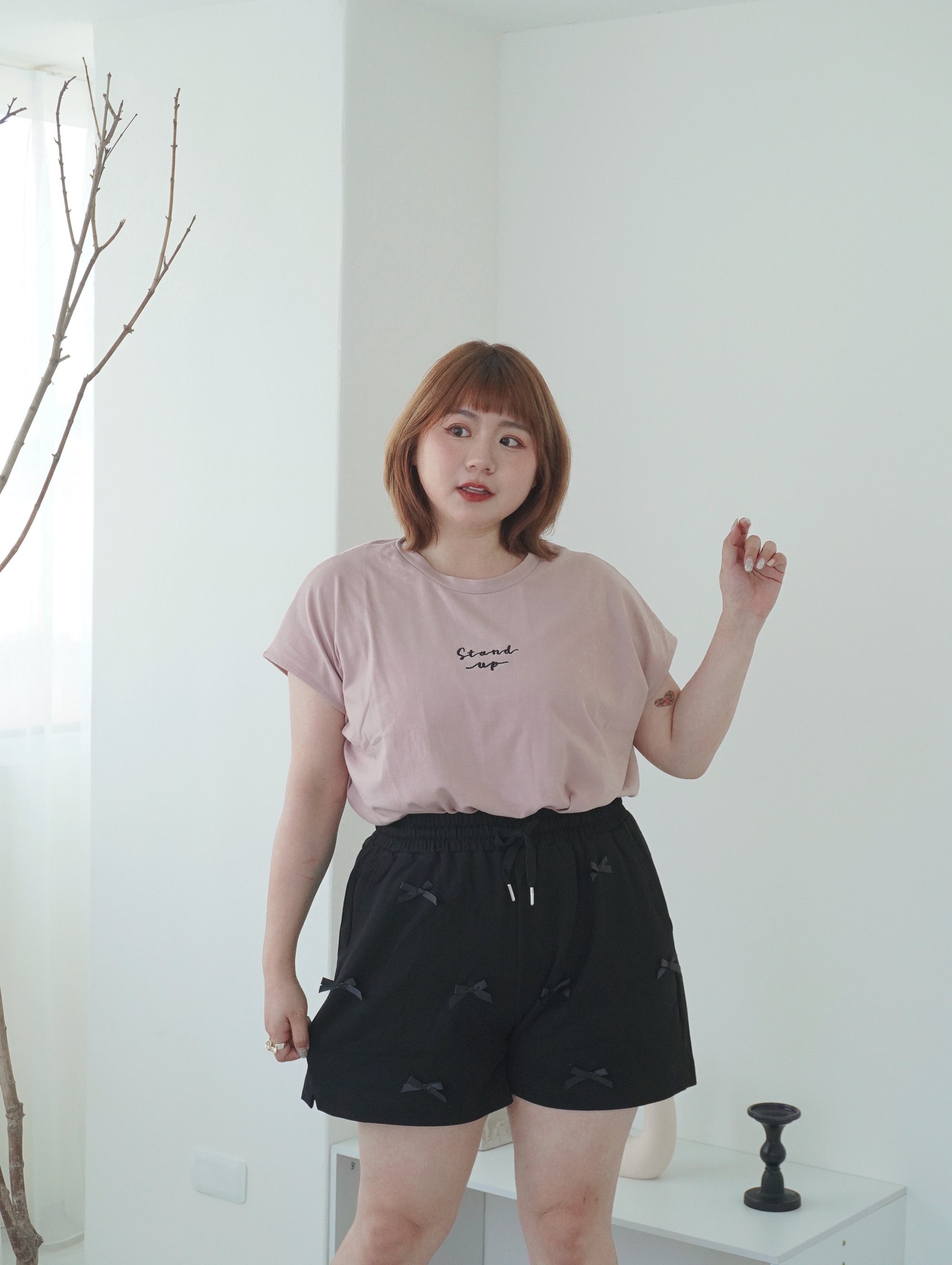 無法抗拒的蝴蝶結腰鬆緊棉寬褲