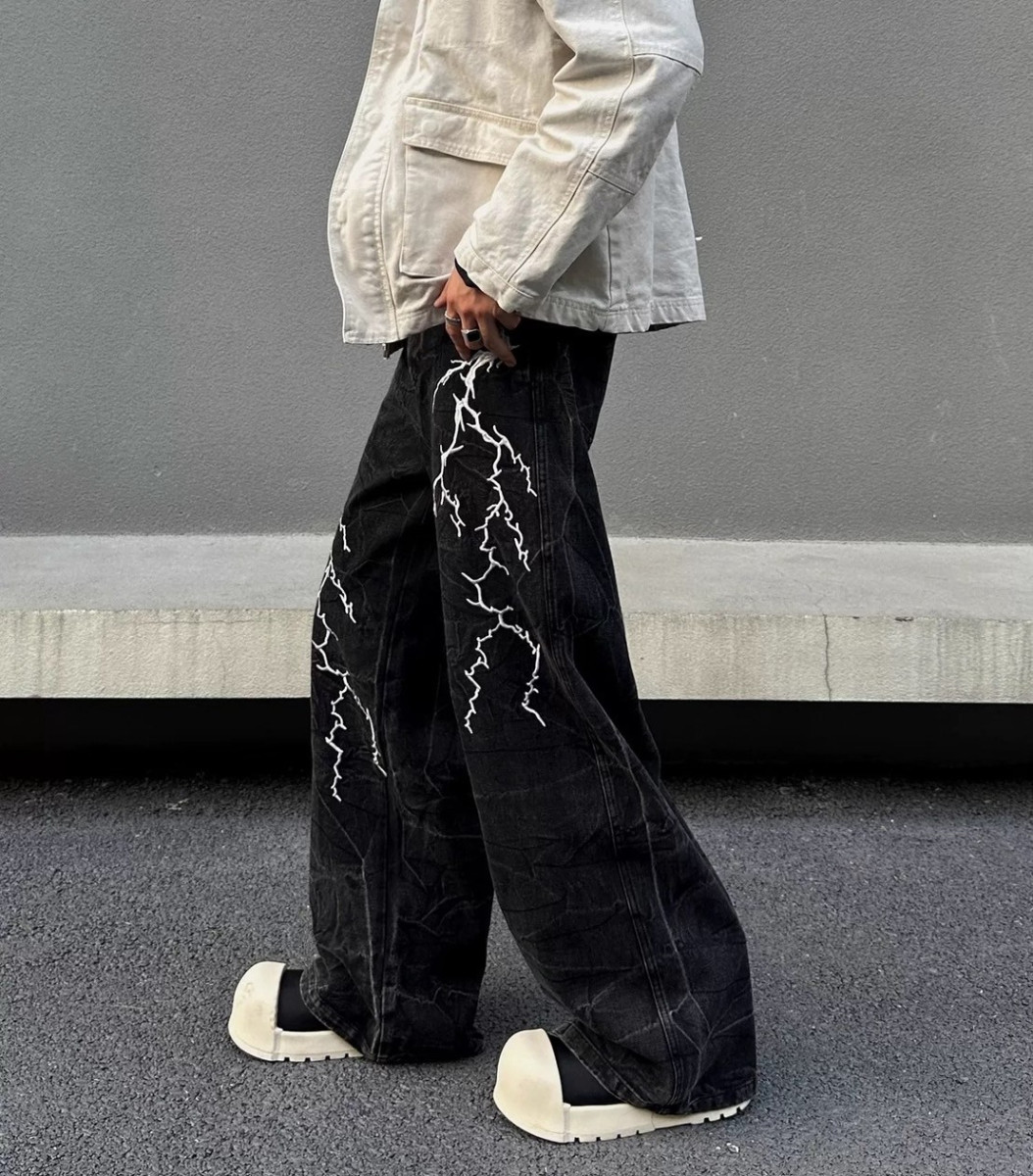 【預購】閃電水洗做舊牛仔褲
