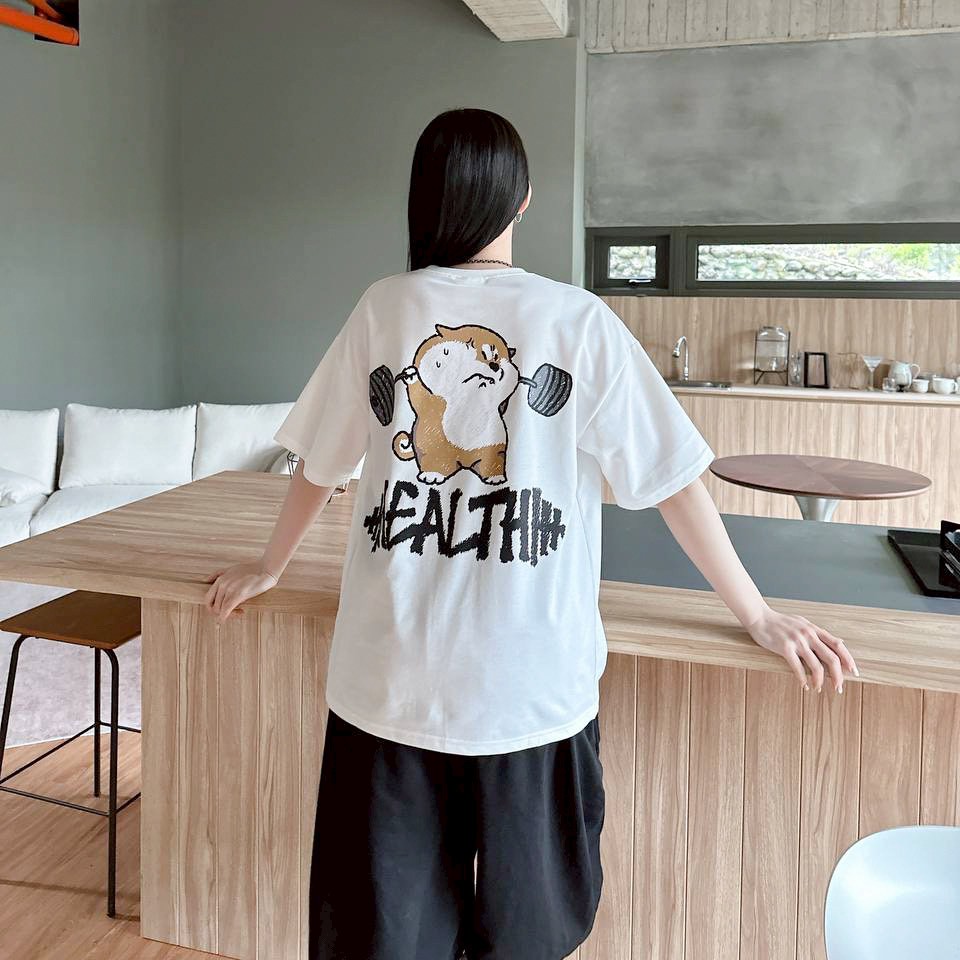 【現貨】HEALTH柴犬舉重印花短T