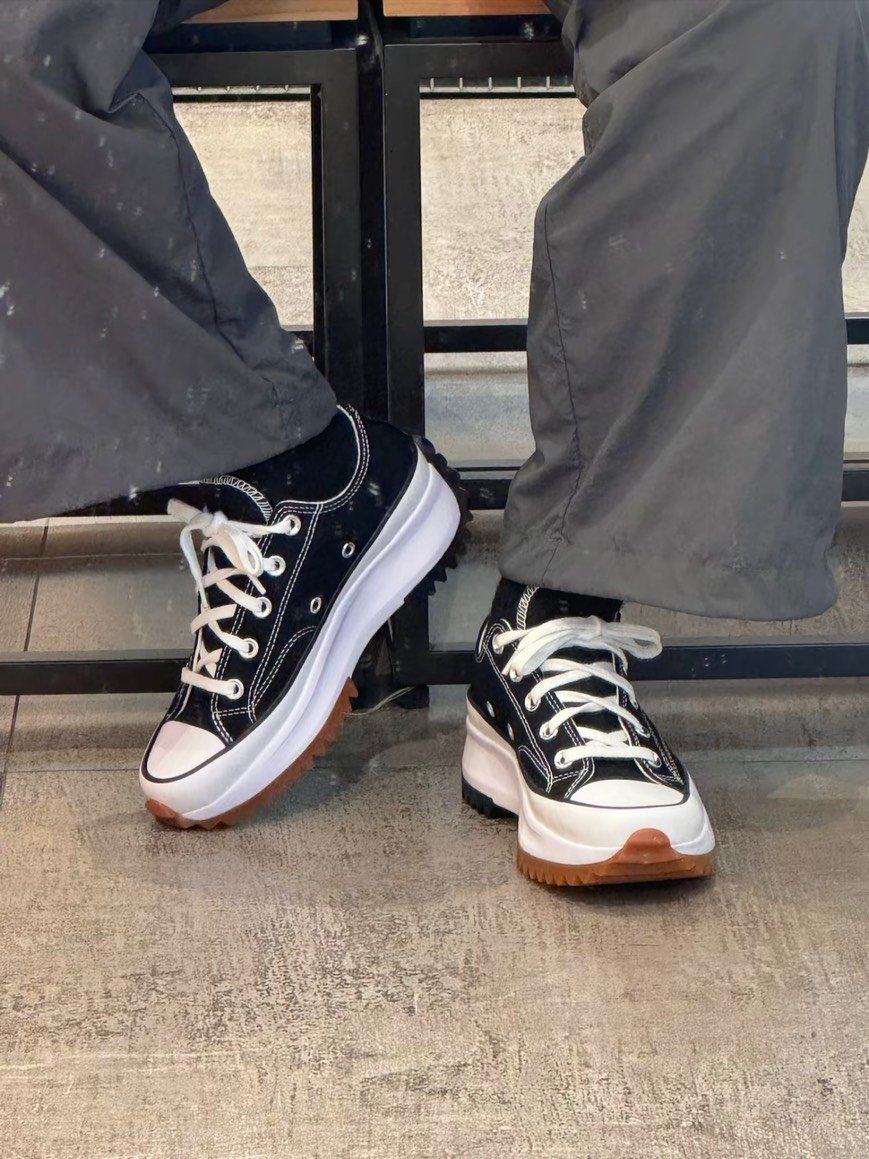 【現貨】Converse Run Star Hike Low 男女黑低筒平民版鋸齒厚底休閒鞋｜168816C