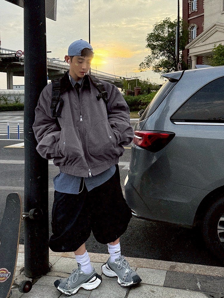 【現貨】斜紋布廓形鋪棉外套