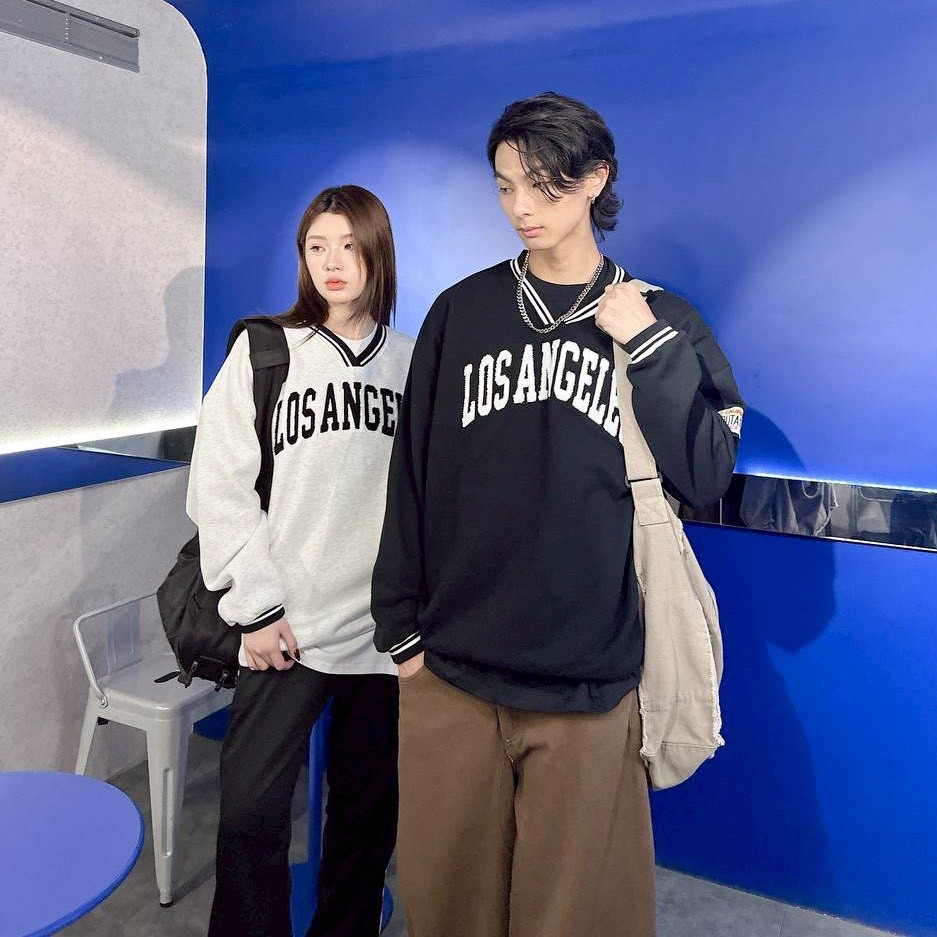 【現貨】LOSANGELA 美式毛巾繡V領大學T