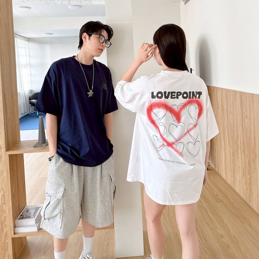 【SORONA® 涼感現貨】LOVEPOINT 愛心噴漆印花短T
