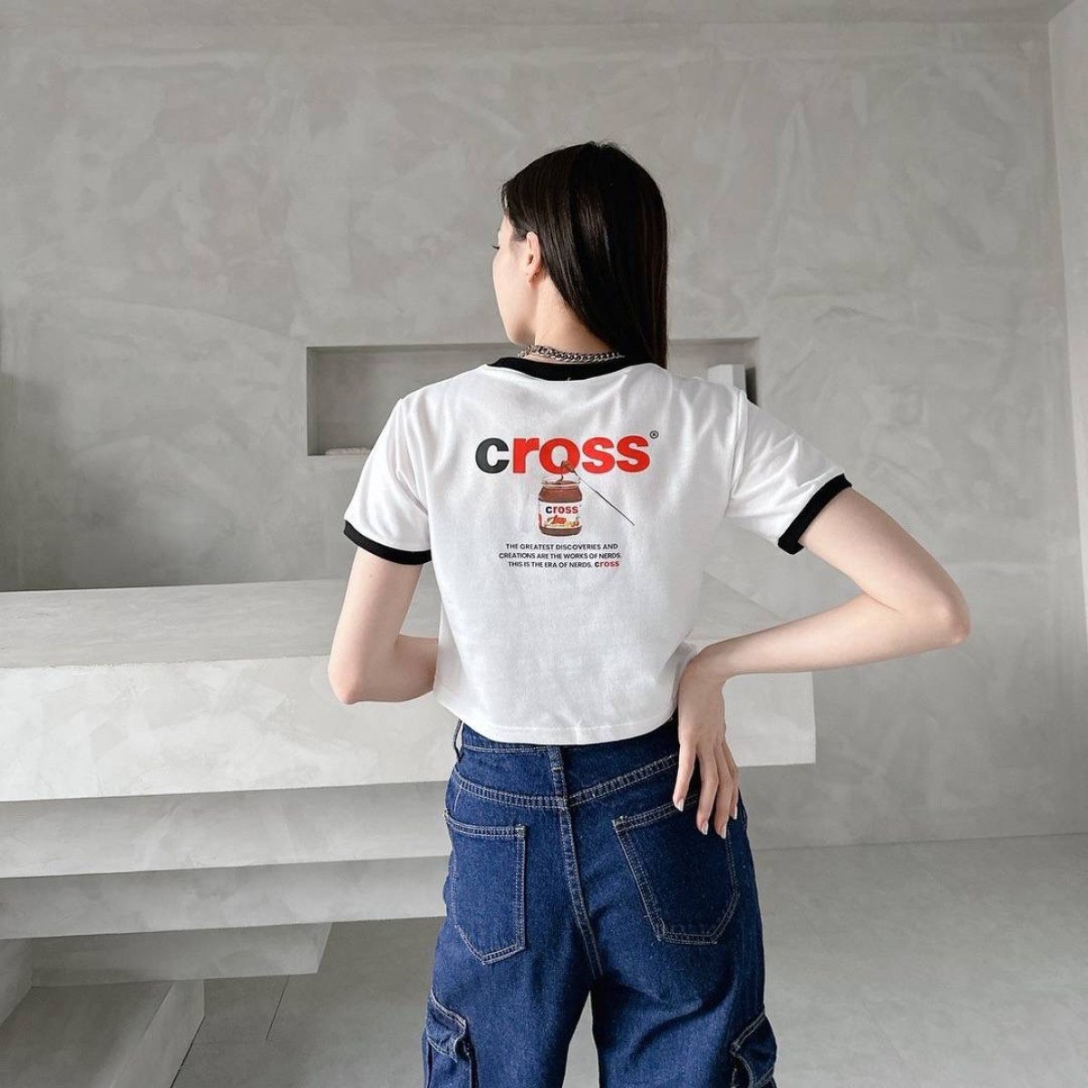 【現貨】撞色巧克力醬短版上衣