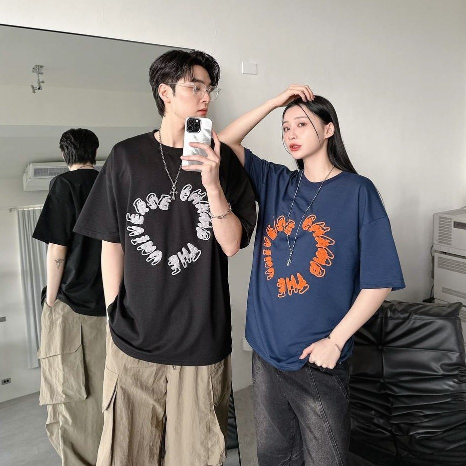 【現貨】圓環英字毛巾繡短T