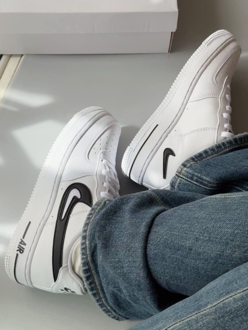 【國外連線預購】Nike Air Force 1 Low (GS) 黑白 解構空心勾｜DR7889-100