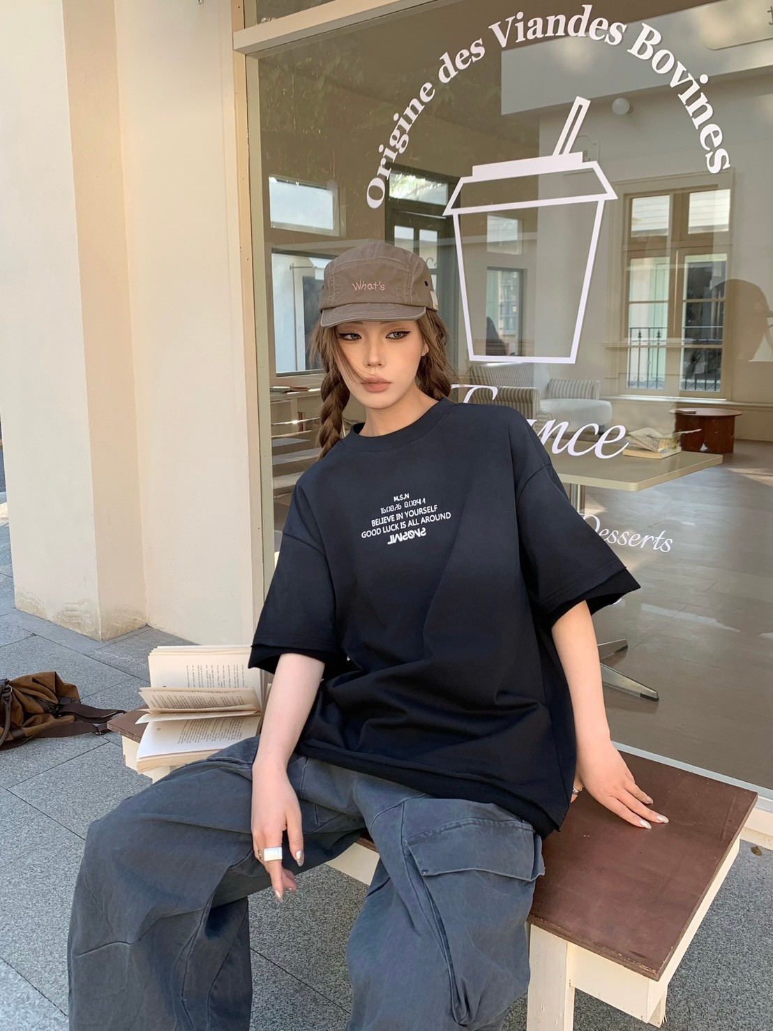 【層次單品】美式洗水貼布繡重磅短T