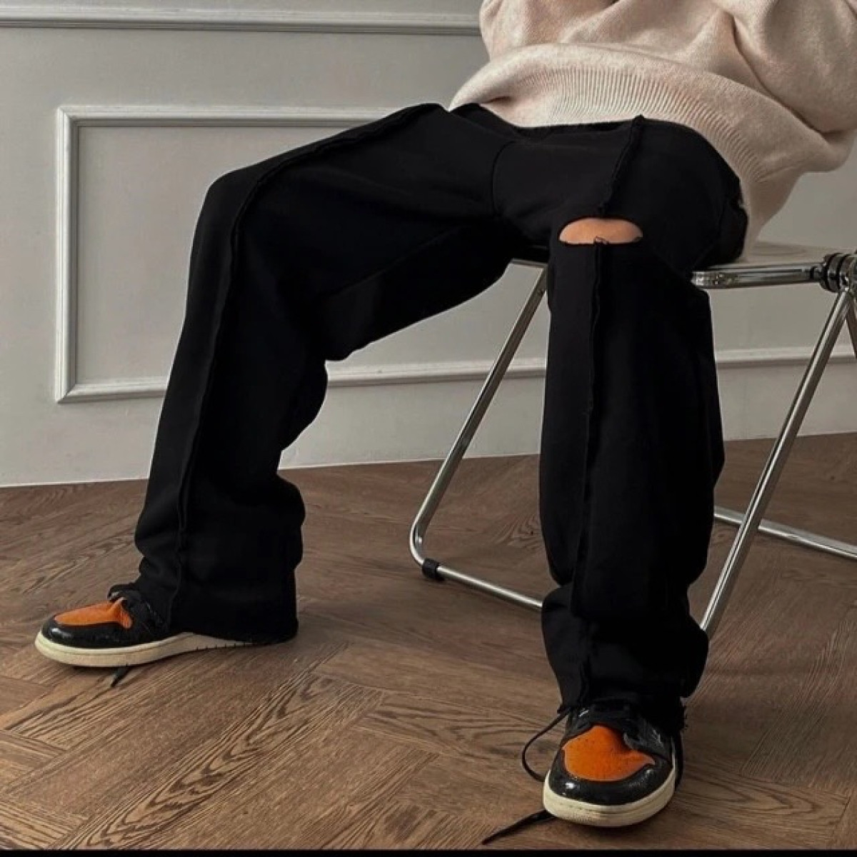 【現貨】剪裁刀割棉長褲