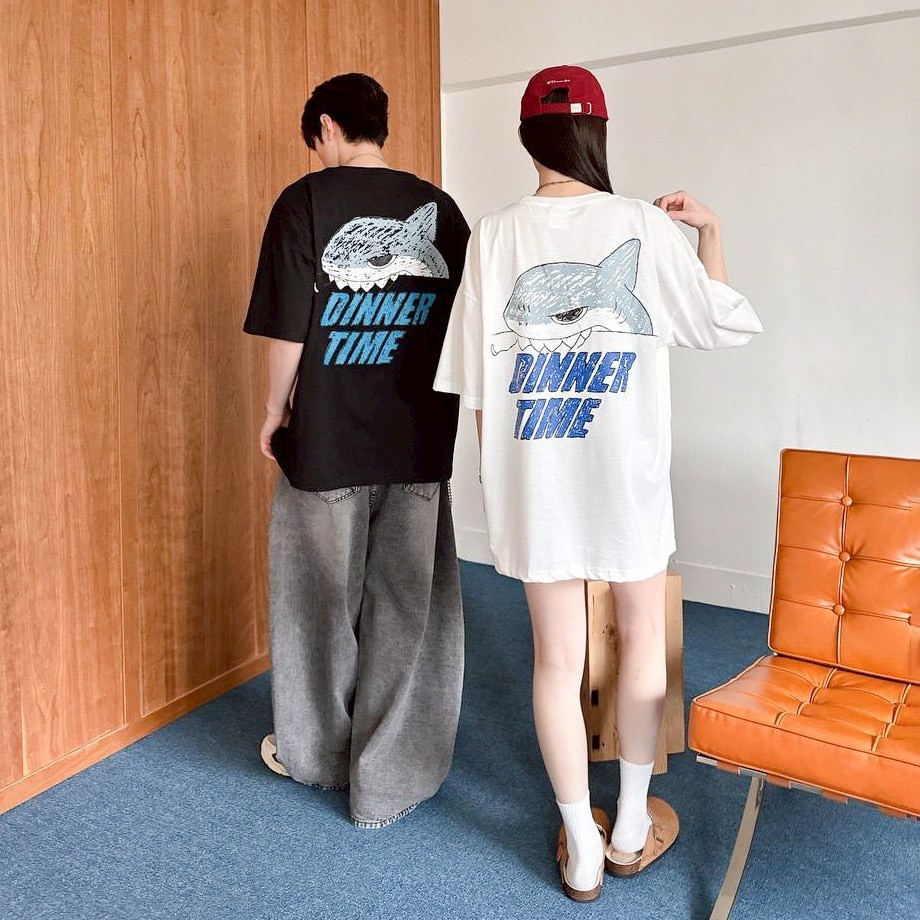 【現貨】DINNER TIME 鯊魚插畫印花短T