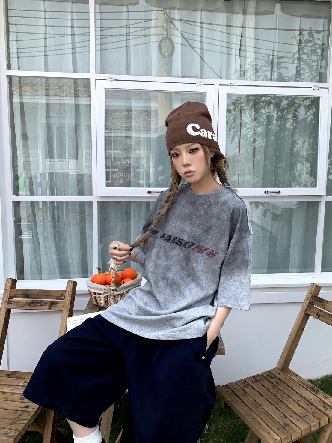 【質感短T單品】美式髒髒做舊拼接重磅短T