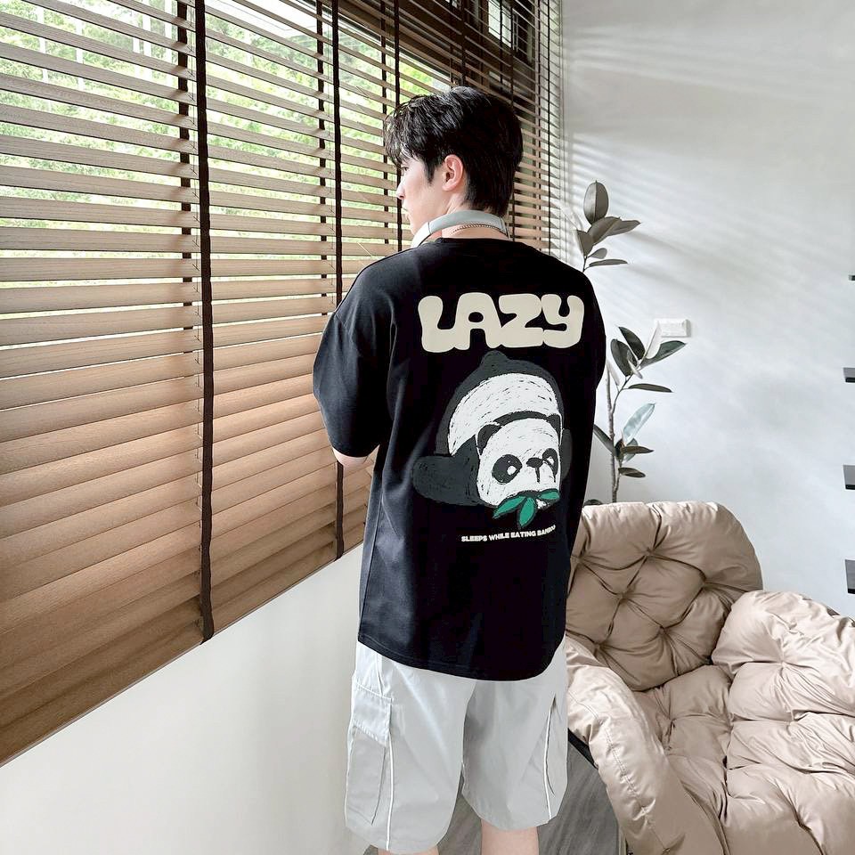 【現貨】LAZY 懶散熊貓塗鴉印花短T