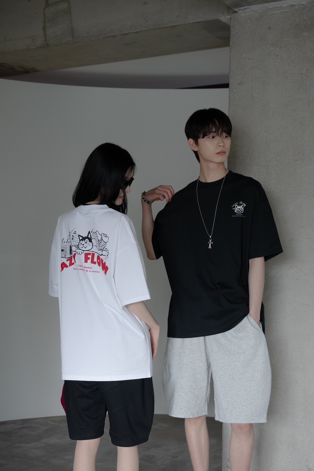 【SORONA® 涼感現貨】LAZY FLOW慵懶貓咪印花短T