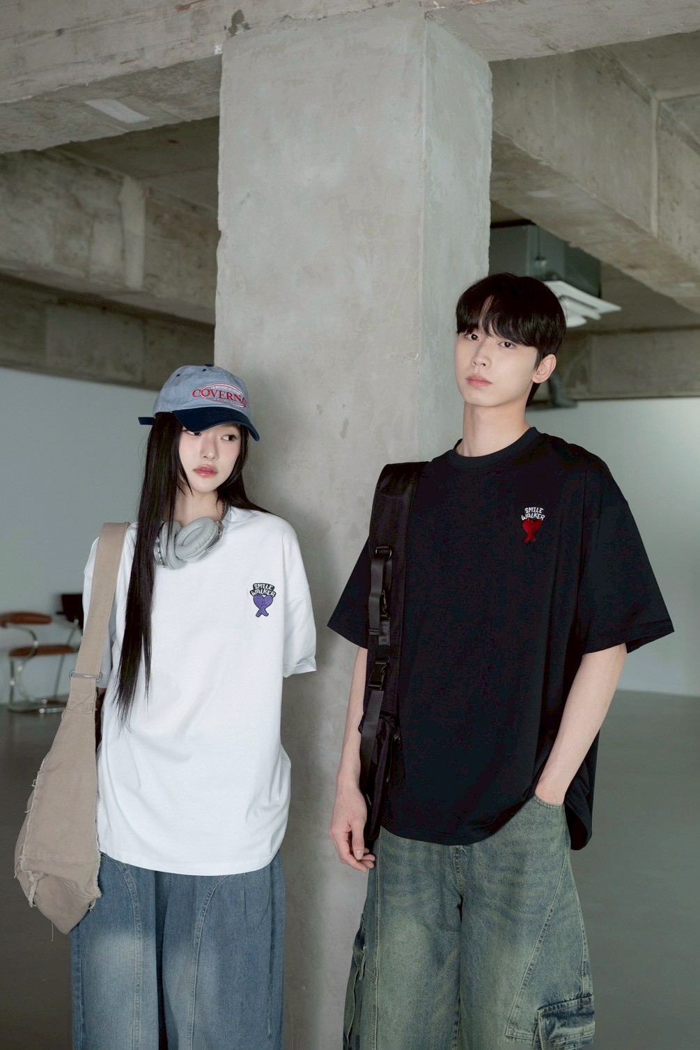 【現貨】SMILE WALKER愛心人走路刺繡短T