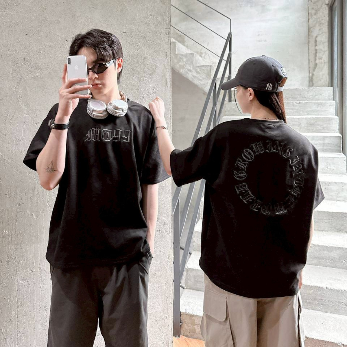 【麂皮上衣必入現貨】歌德字圓環刺繡短T