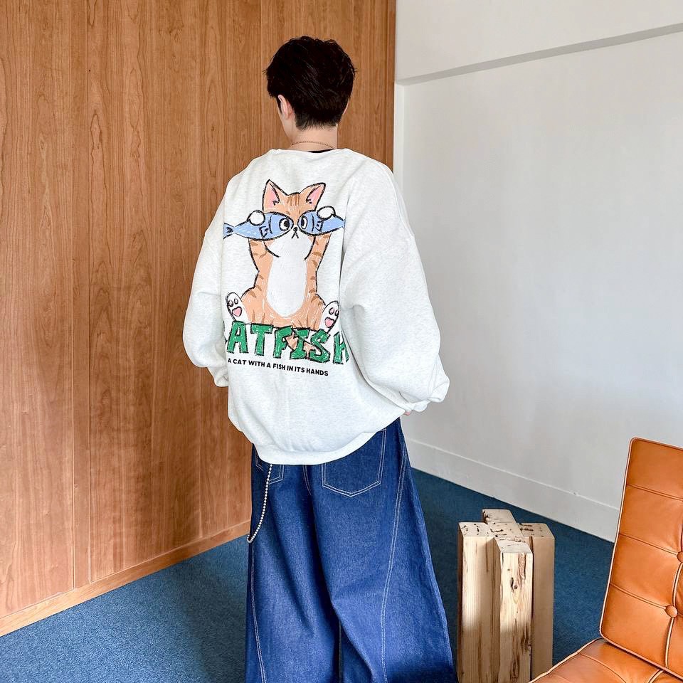 【現貨】catfish塗鴉感大學T