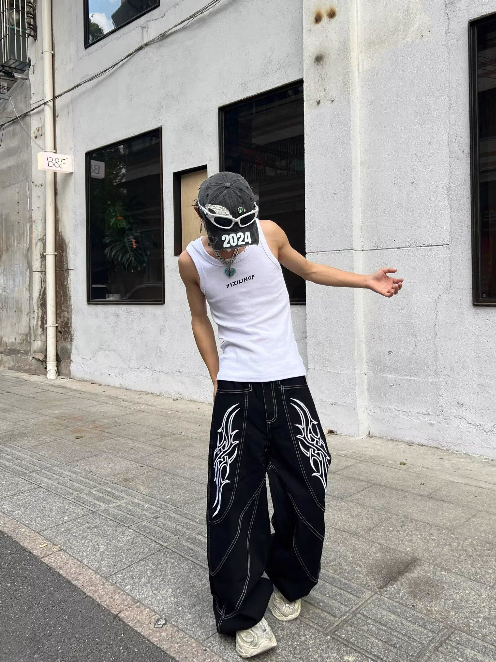 【預購】立體荊棘刺繡牛仔褲