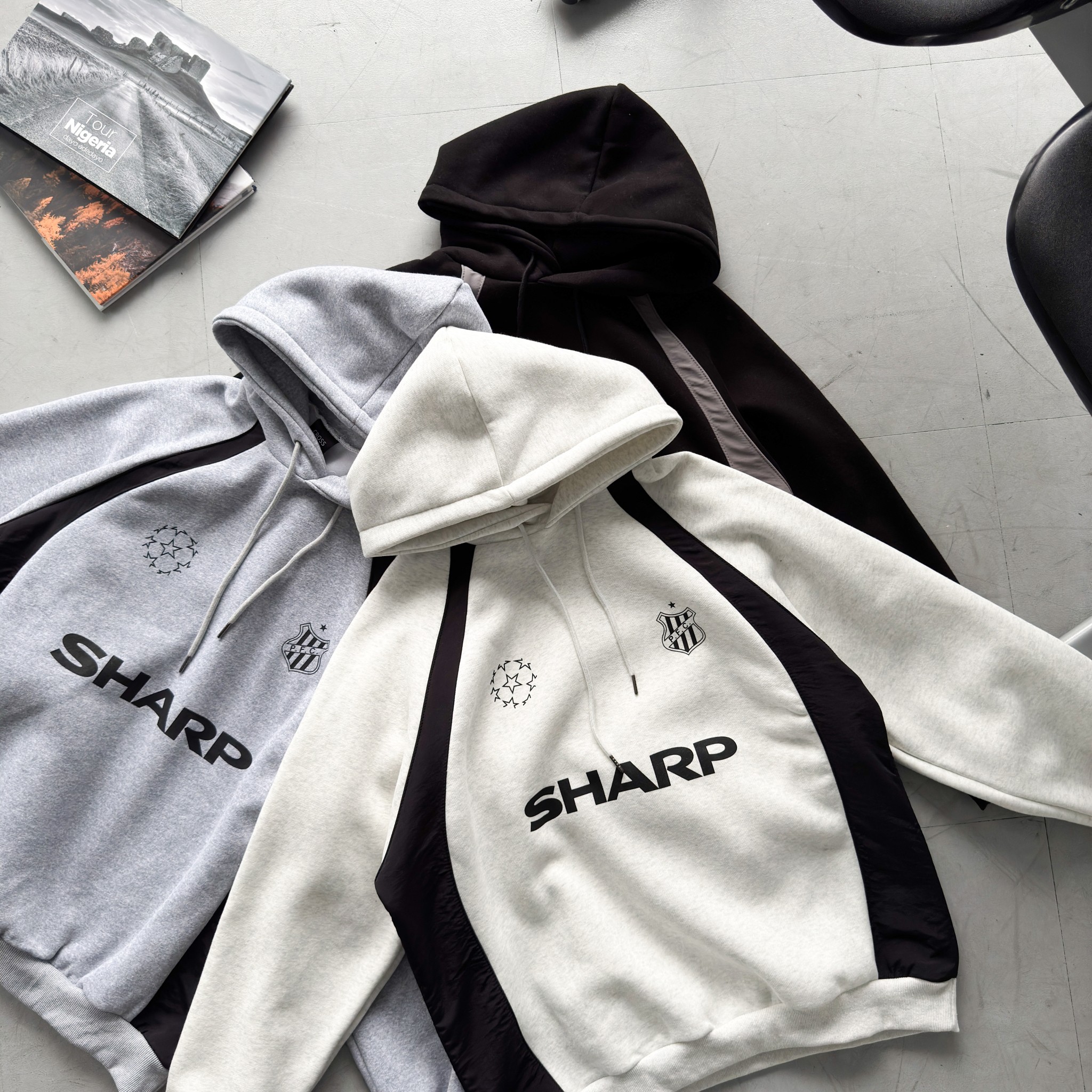 【廠商斷貨最後機會】SHARP拼接撞色帽T