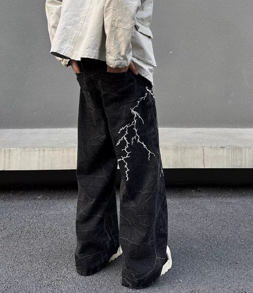 【預購】閃電水洗做舊牛仔褲