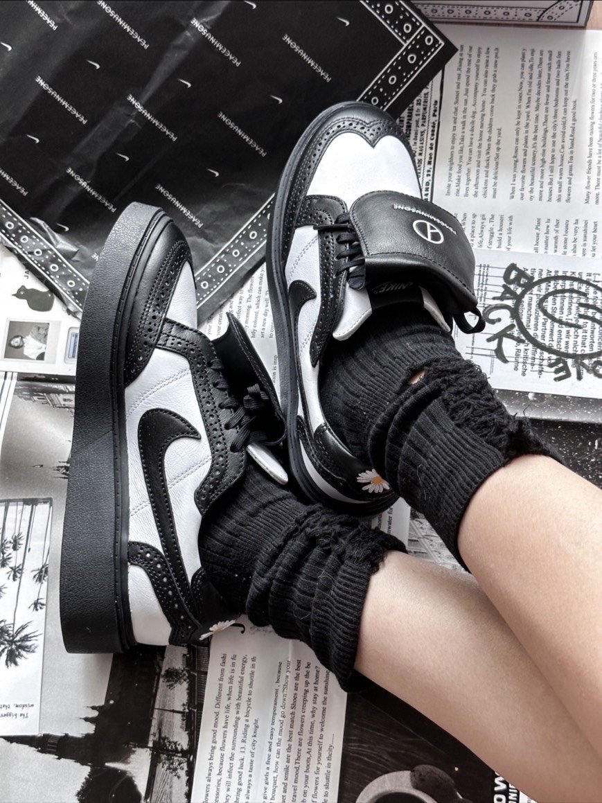 【爆款!現貨】PEACEMINUSONE x Nike KWONDO 1 PANDA GD 白黑熊貓 權志龍雛菊休閒雕花牛津鞋｜DH2482-101