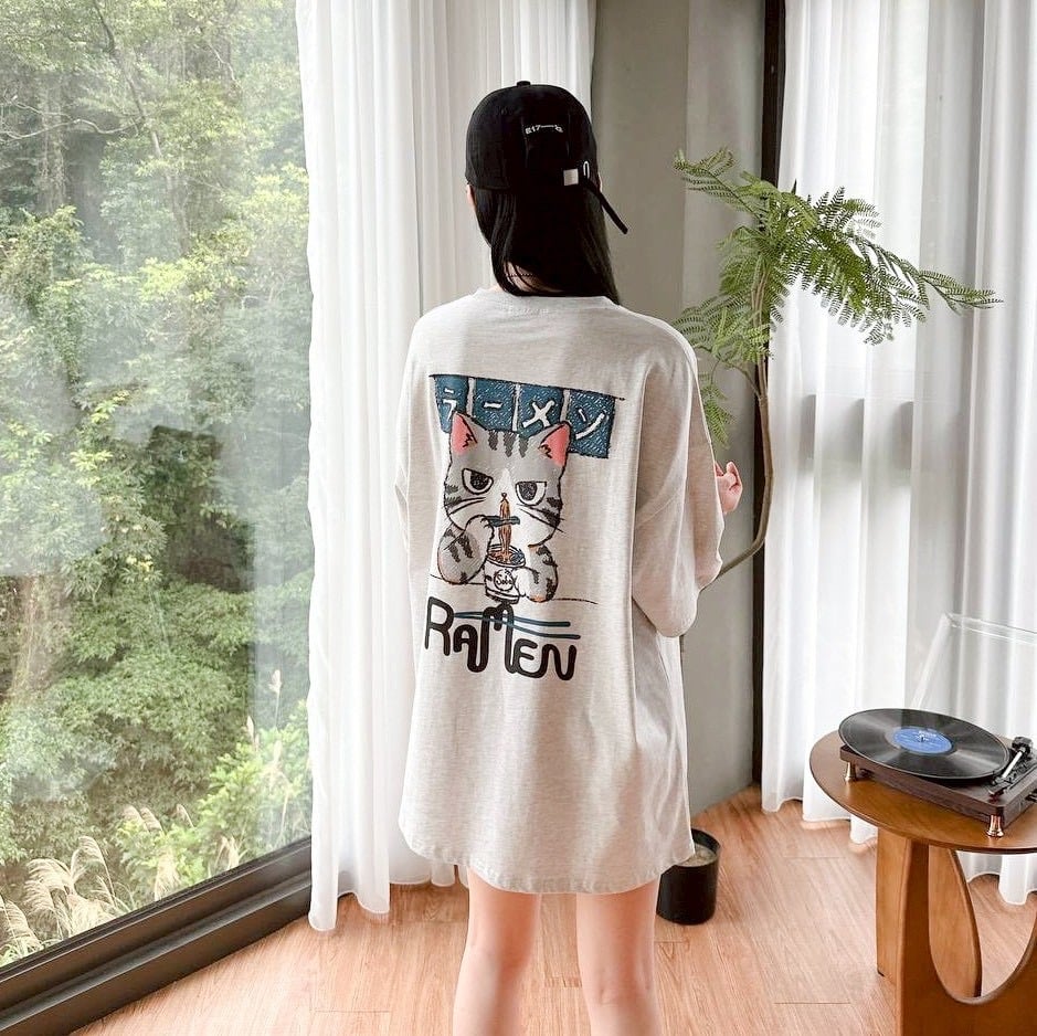 【現貨】ramen拉麵貓咪印花短T