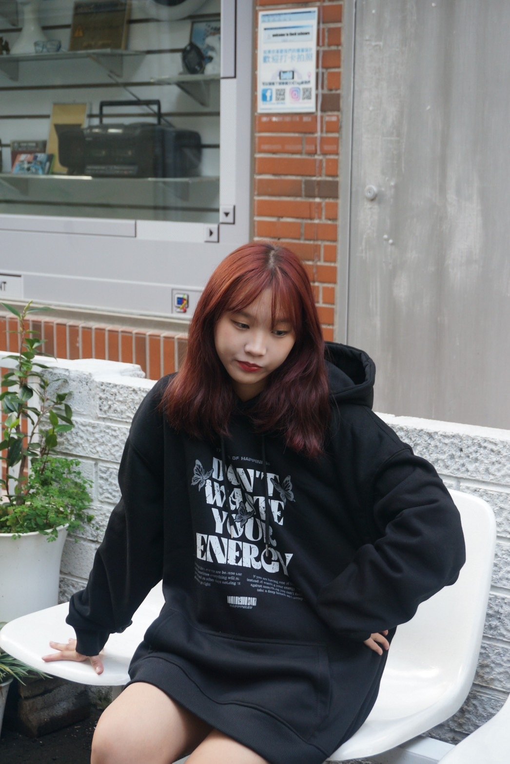 【現貨】刷舊蝴蝶牛奶絨帽T