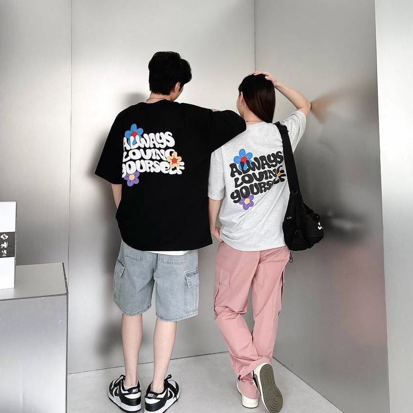 【現貨】ALWAYS LOVING YOURSELF發泡文字花朵短T