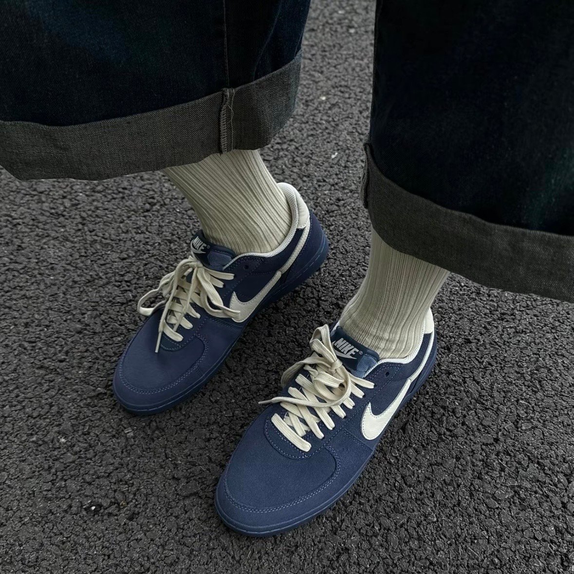 【國外折扣連線!】NIKE FIELD GENERAL 藏青 霧霾藍 米色麂皮德訓鞋｜IF0666-400