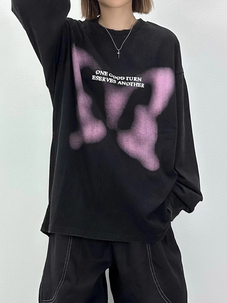 【現貨】噴墨蝴蝶長袖