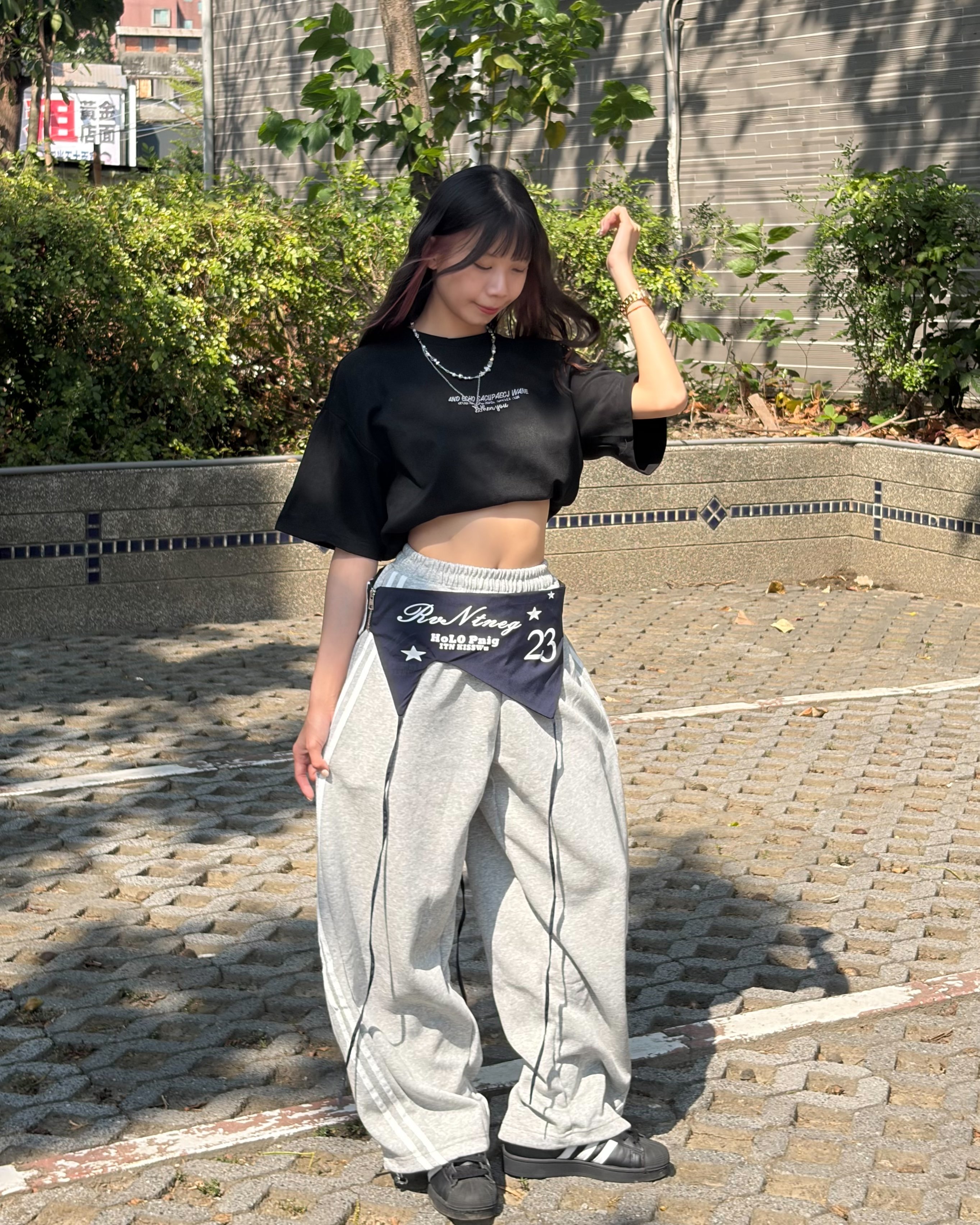 【誰都能駕馭!!!】美式撞色疊穿彎刀棉褲