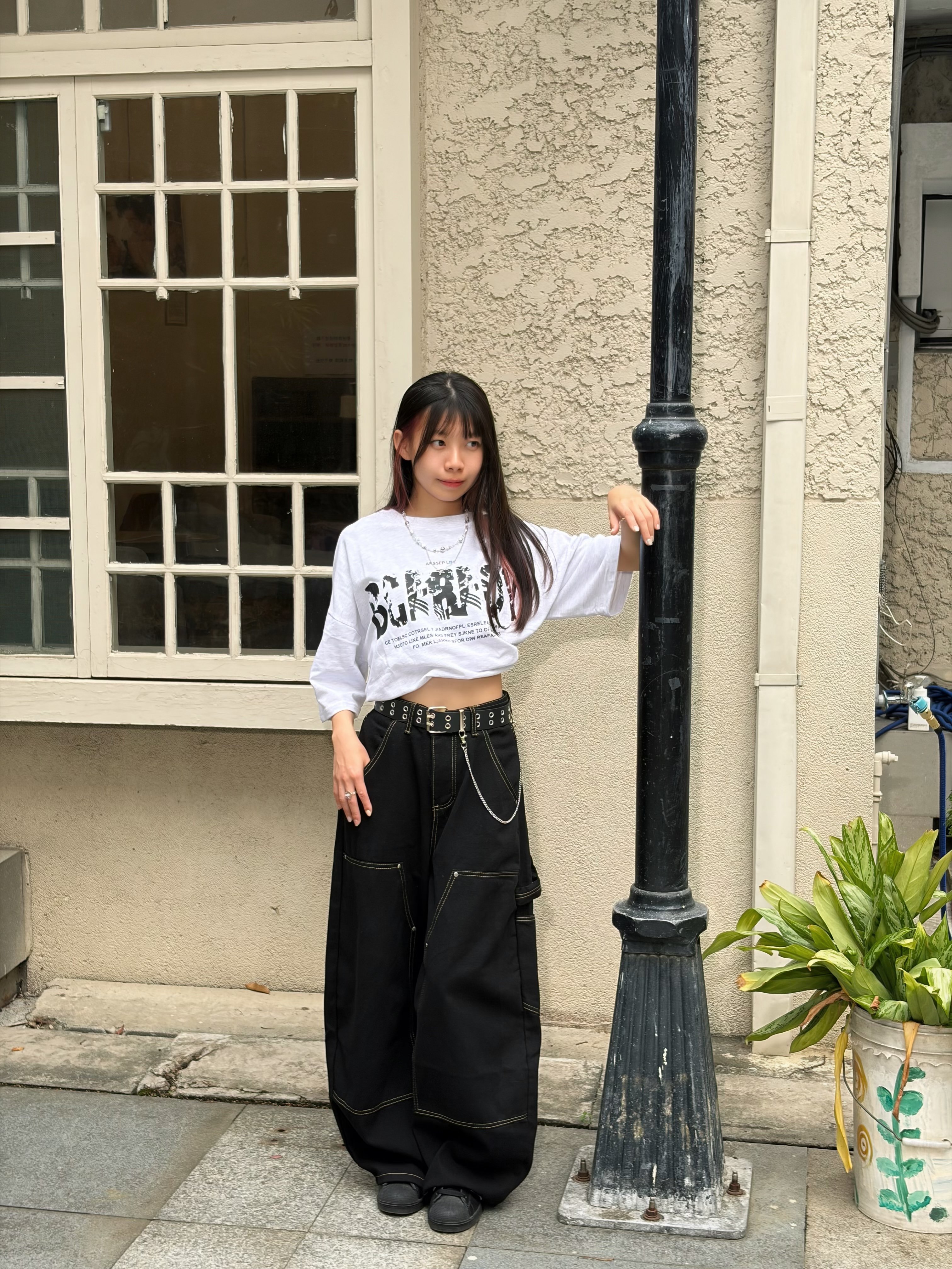 【腿長顯瘦神褲 官網限定】暗域結構拼接工裝寬褲