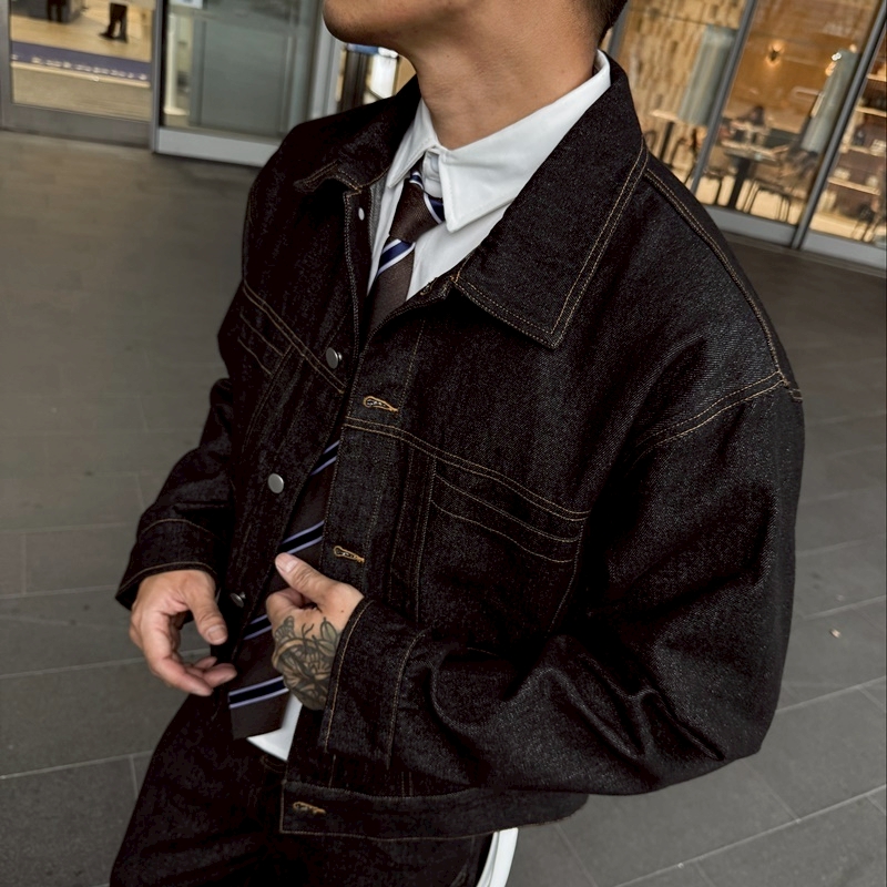 【現貨】雅痞單寧短窄牛仔外套