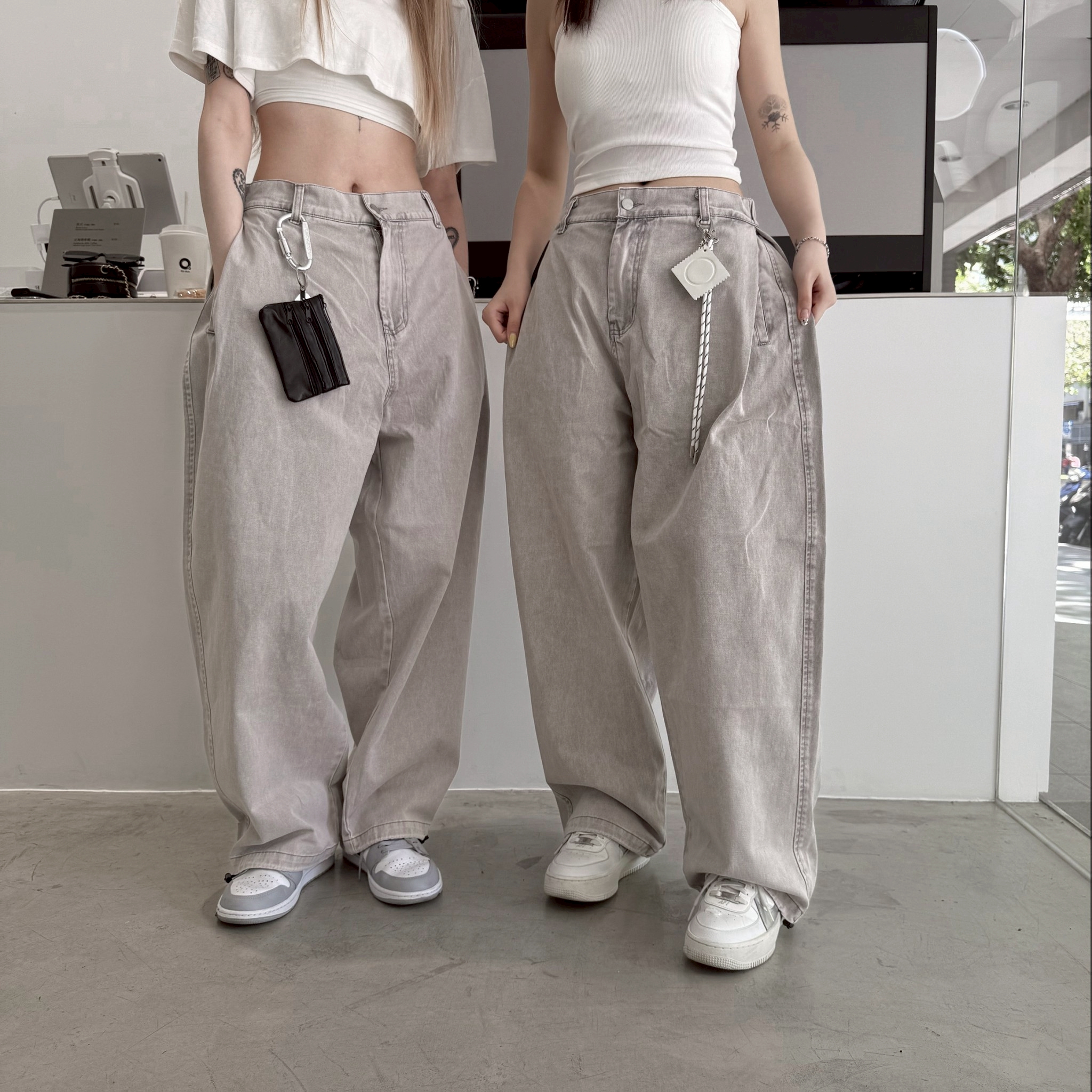 【現貨】壓褶重磅水洗寬版長褲