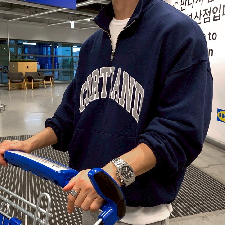 【現貨】CORTLAND貼布繡拉鍊立領衛衣