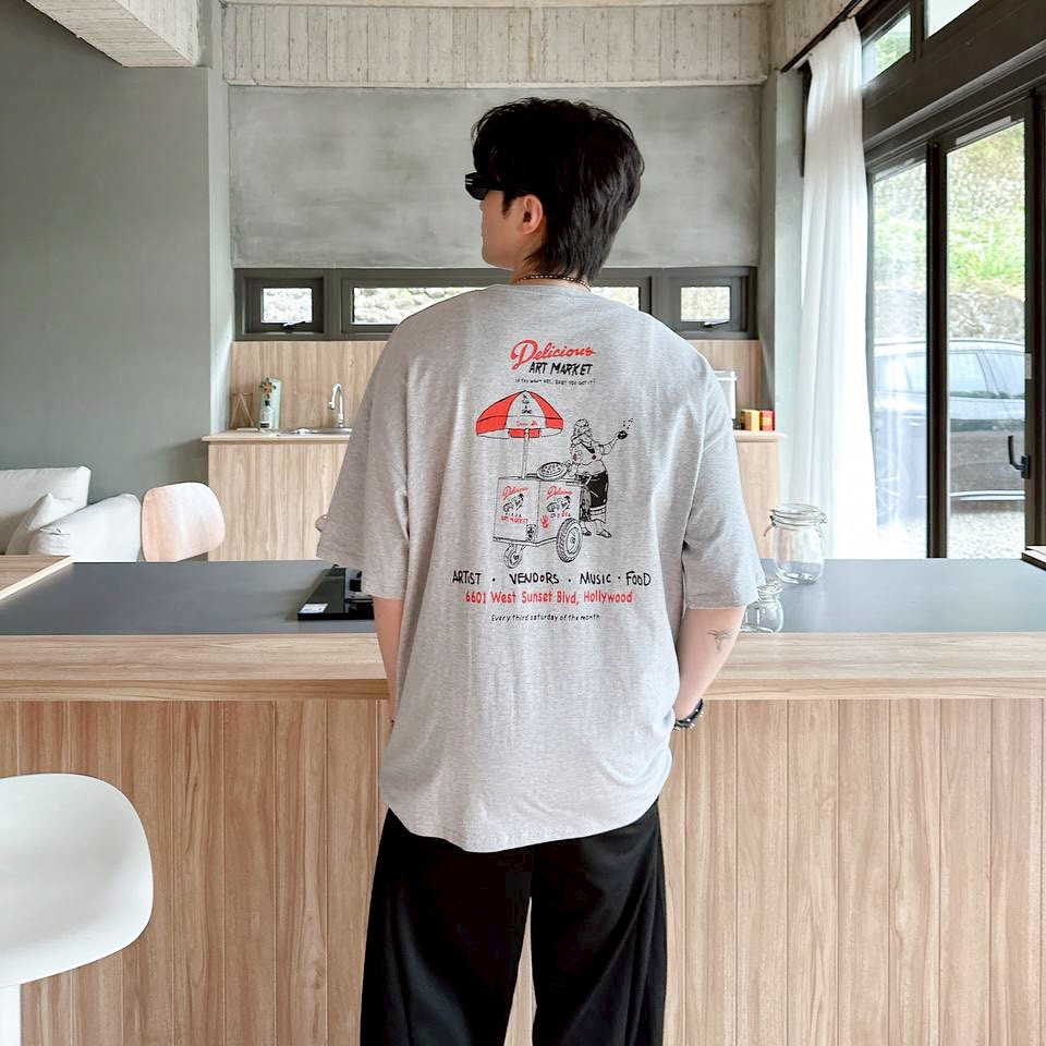 【現貨】美式PIZZA攤印花短T