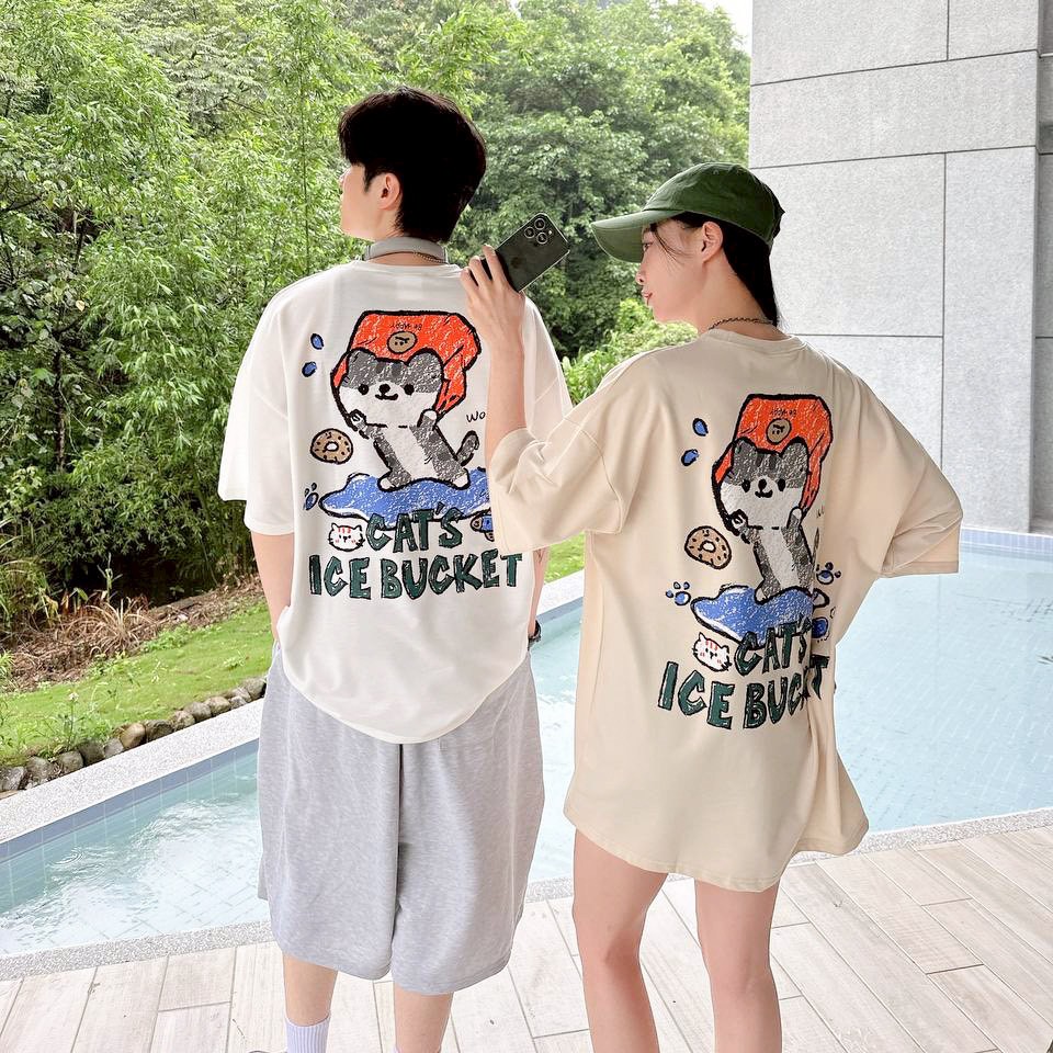 【現貨】CATS ICE BUCKET 插畫風冰桶貓印花短T