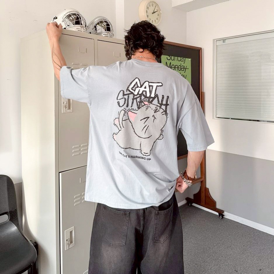 【現貨】CAT STRETCH貓咪伸展塗鴉感印花短T