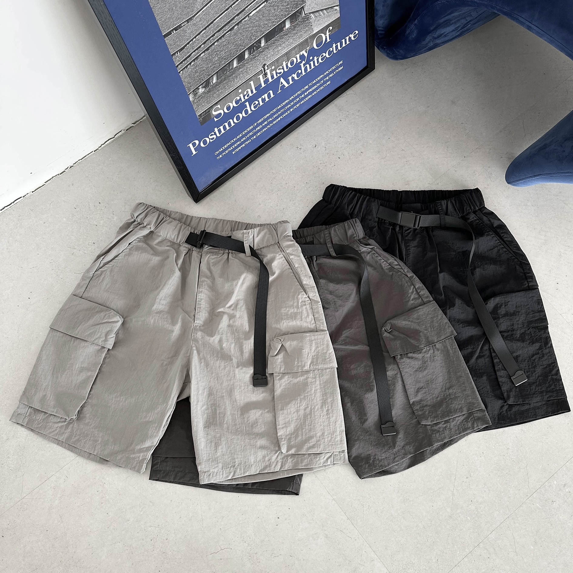 【小編極推夏日必帶款】雙口袋機能尼龍工裝短褲