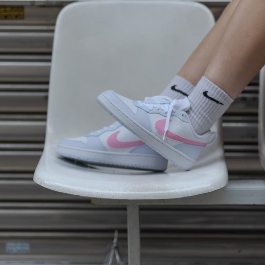 【新款!】Nike Court Borough Low Ess GS 寶寶藍 淡粉 藍白粉 絨毛勾 女｜IQ2725-101