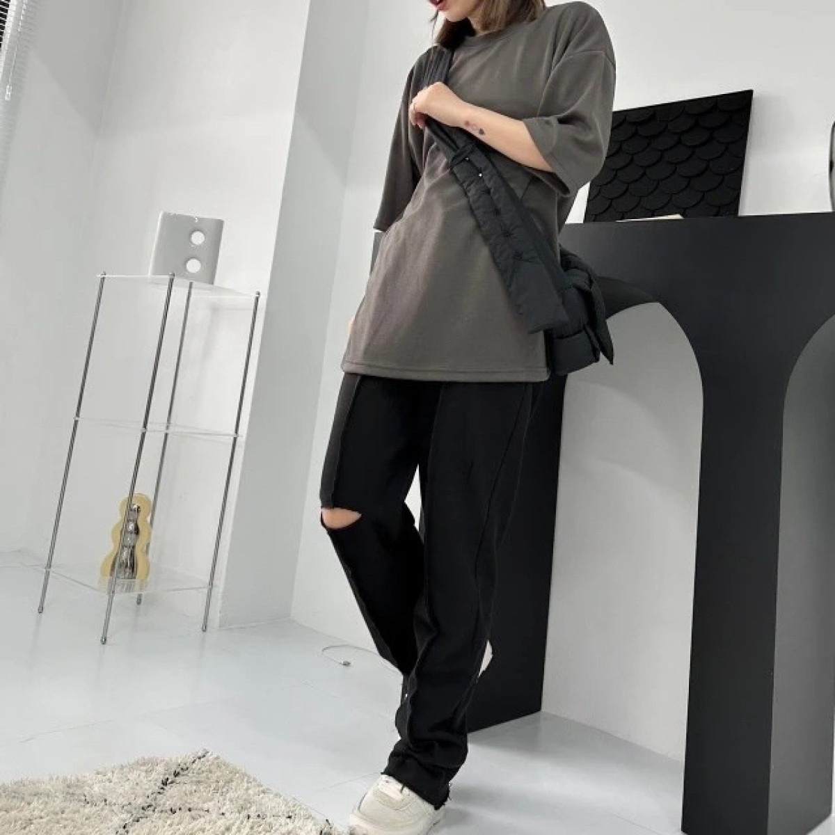 【現貨】剪裁刀割棉長褲