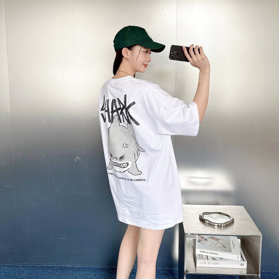 【SORONA® 涼感現貨】SHARK鯊魚塗鴉感印花短T