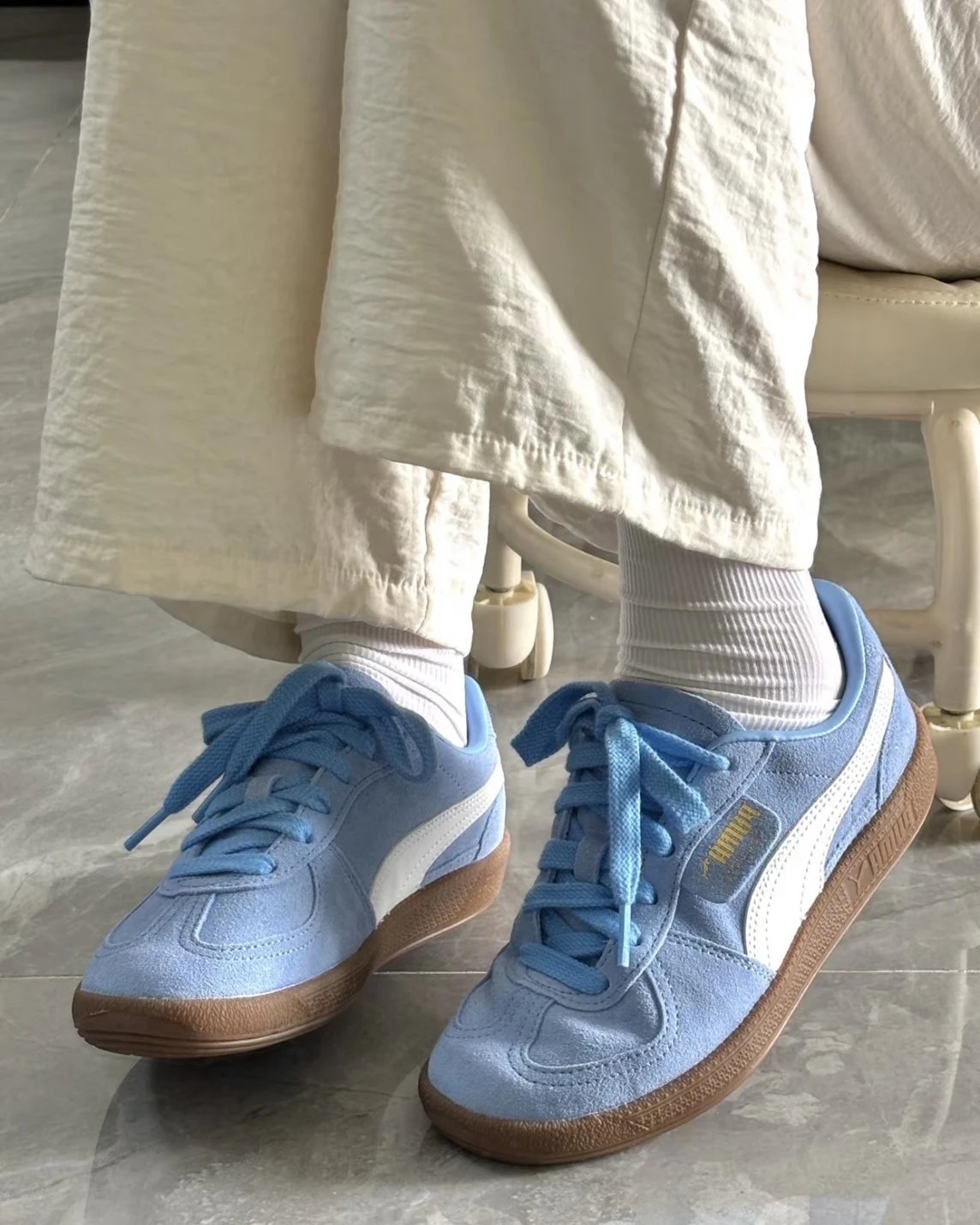 【現貨】PUMA PALERMO 水藍 寶藍 淺藍 藍 麂皮 運動鞋 女鞋｜396463-44